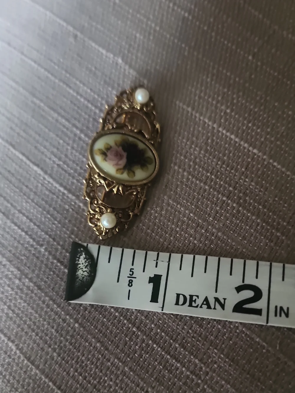 Vintage 1928 Gold Floral Bar Brooch, Preloved In Excellent Condition